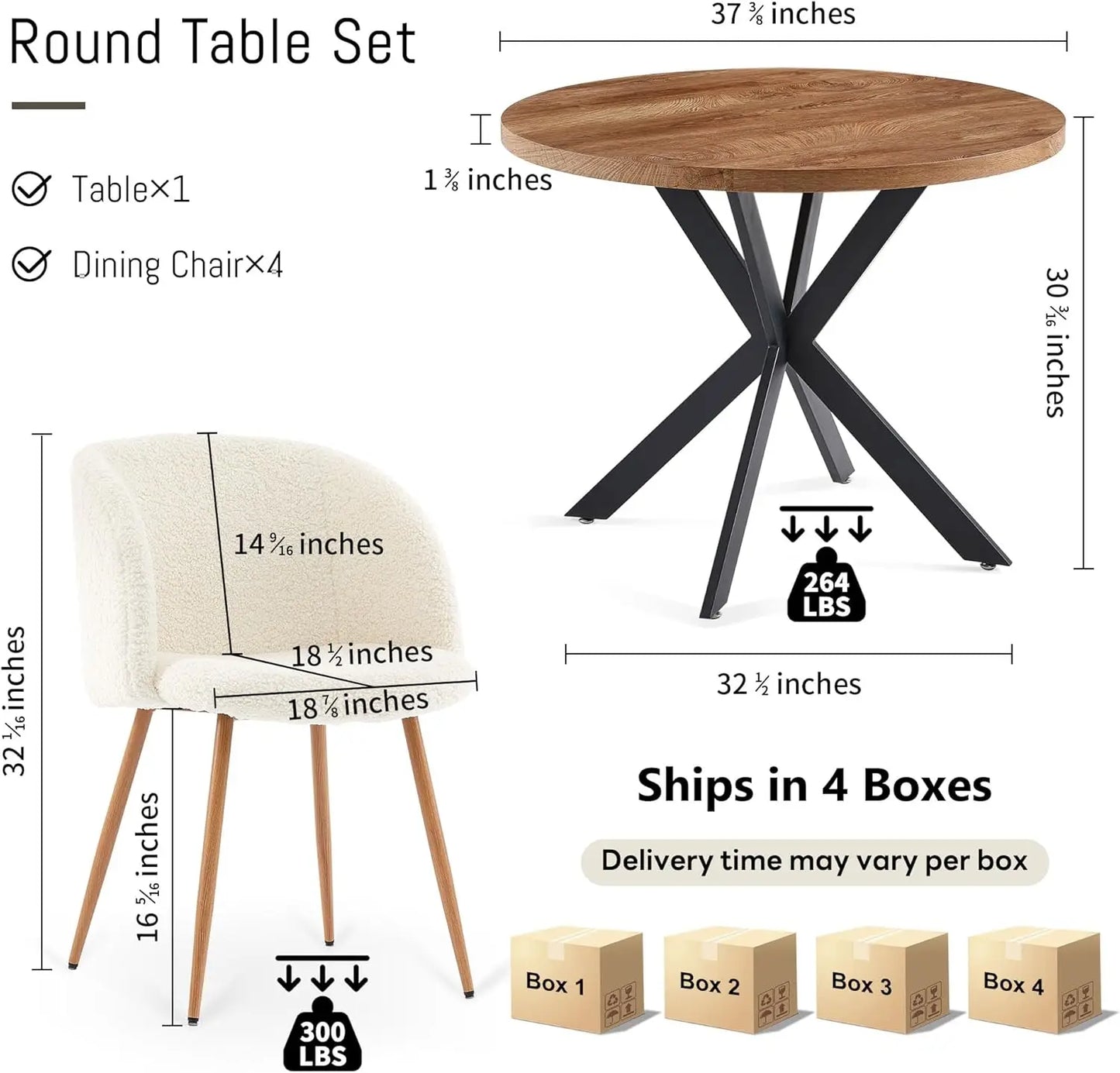 5 Piece Round Dining Table Set