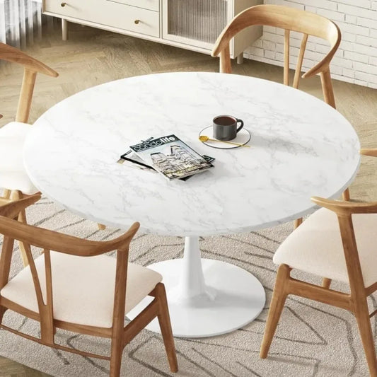 White Marble Round Dining Table