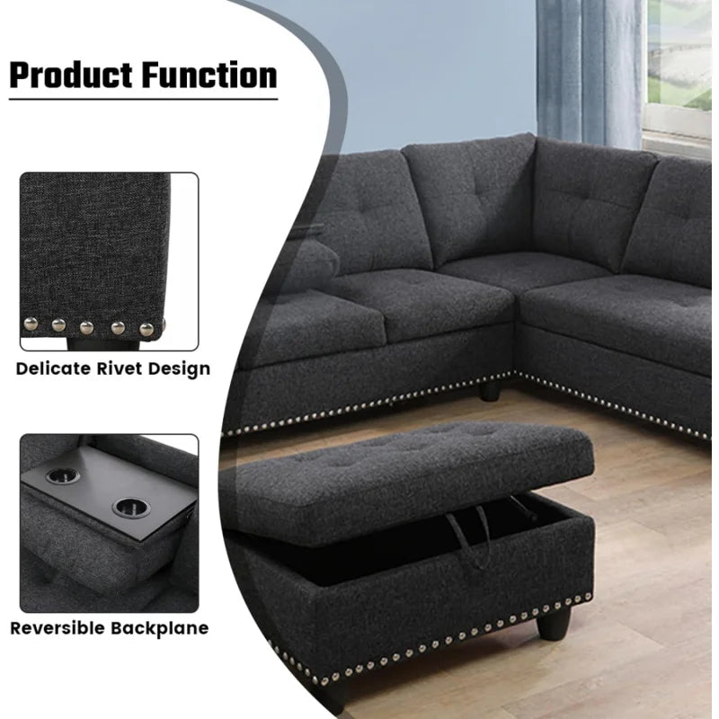 L Shaped Sofa With Ottoman