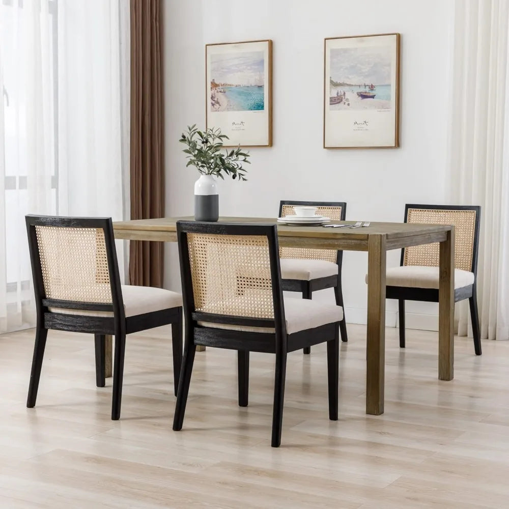 Set Of 4 Rattan Dining Chairs