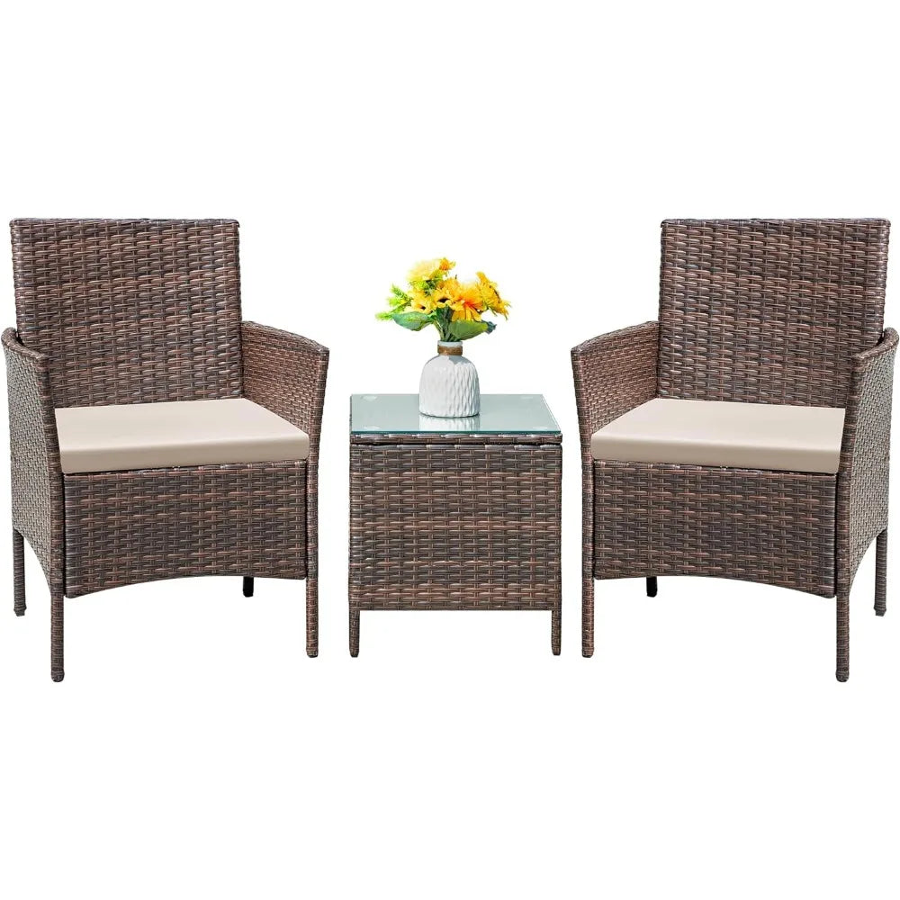 3 Pieces Rattan Outdoor Furniture