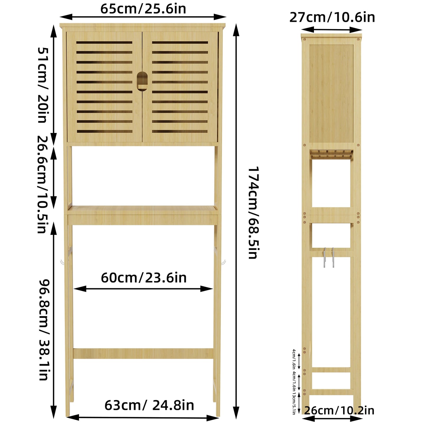 Bamboo Over The Toilet Rack