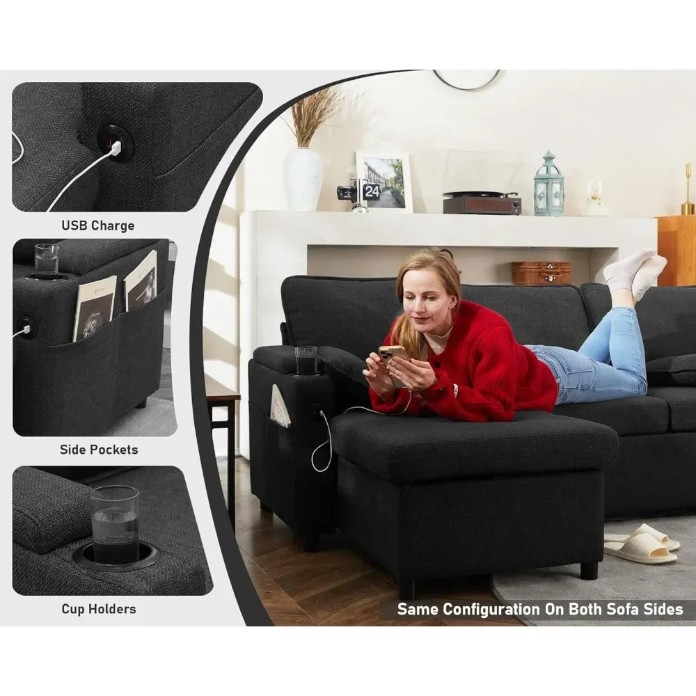 2 In 1 Sectional Pull Out Sofa