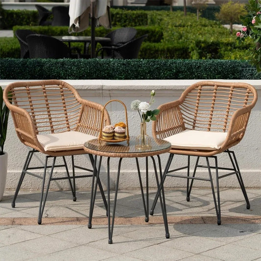 3 Piece Outdoor Wicker Furniture Patio Set