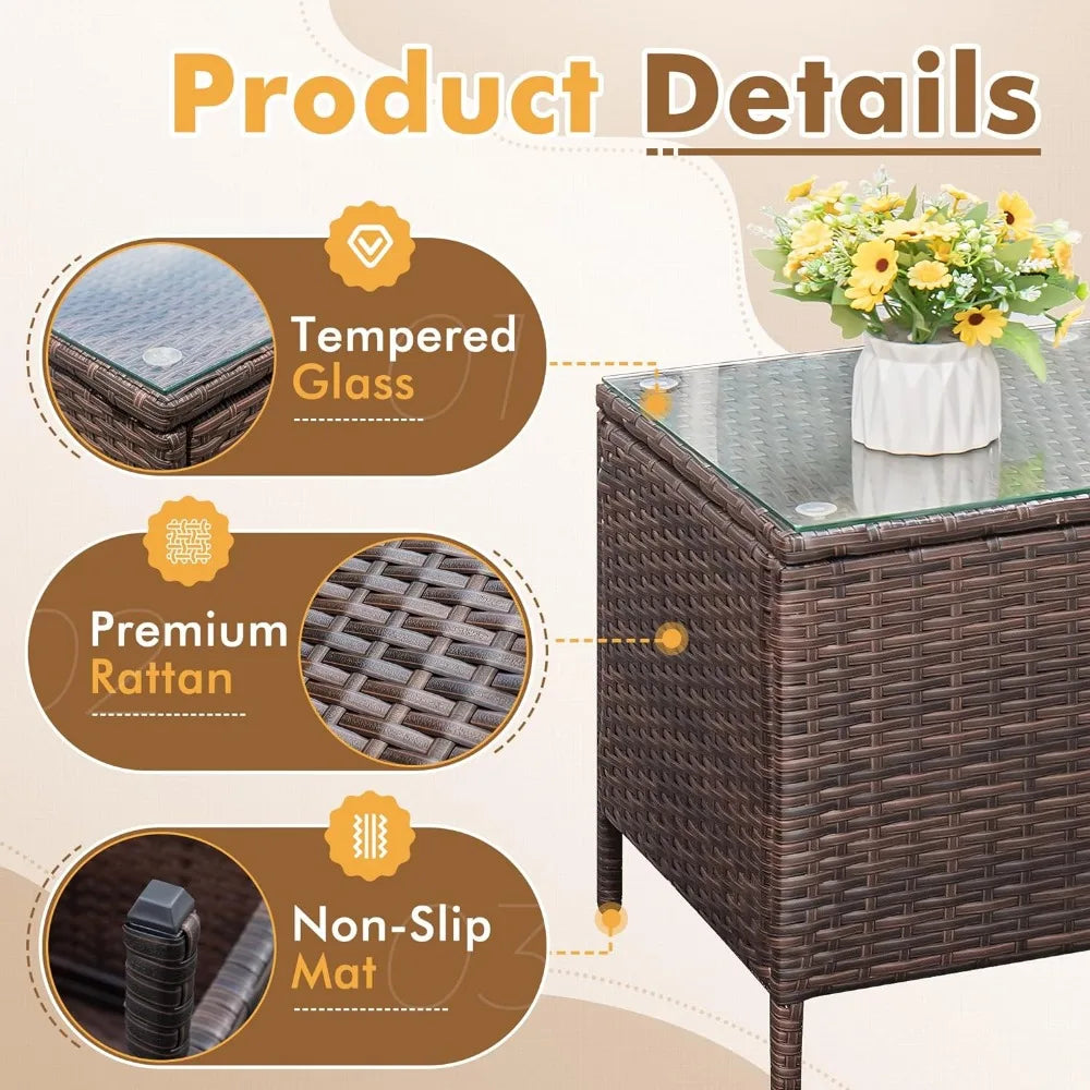 3 Pieces Rattan Outdoor Furniture