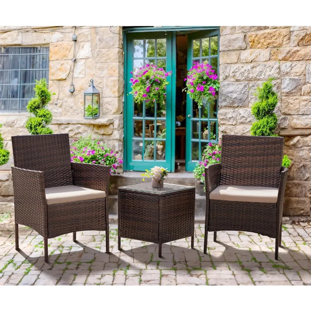 3 Pieces Rattan Outdoor Furniture