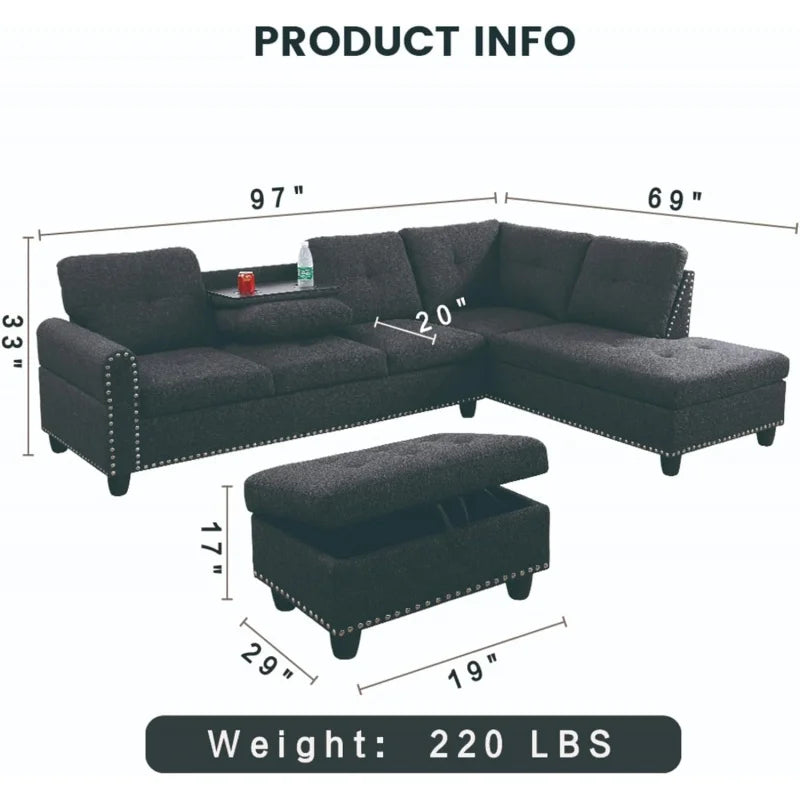 L Shaped Sofa With Ottoman